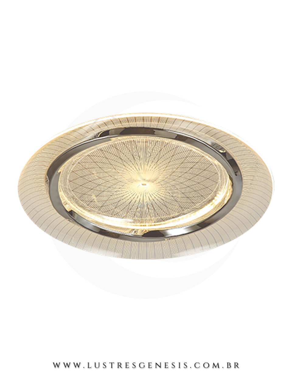 Lustre Plafon LED Moderno Metal Cromado DCX02339 Ø50cm 60W 3000LM Bivolt, Sala de Estar, Cozinha, Quartos, Banheiro, Area Gourmet
